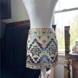 Express Sequin Geometric Mini Skirt - Pink, Blue & Green